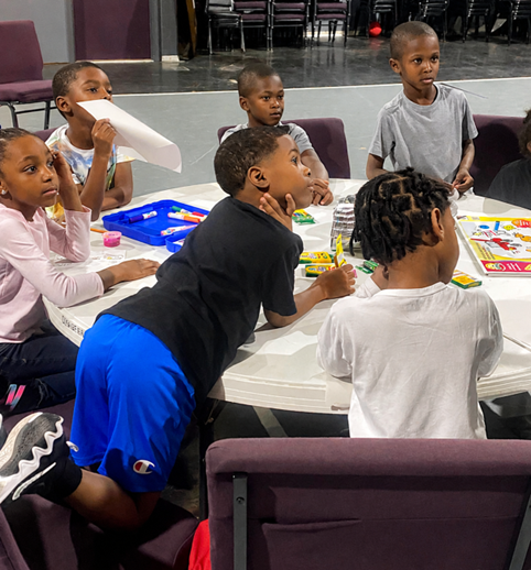 Youth at Youth R Us arts and crafts session